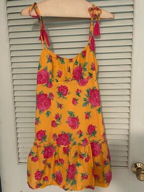 Betsey Johnson Orange flowered Cotton mini dress 4